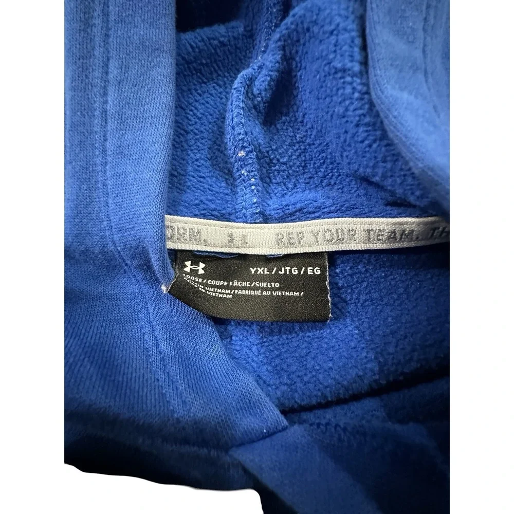 Under Armour Hoodie Boys XL Gray Blue Pullover Hooded‎ Long Sleeve Youth Top EUC
